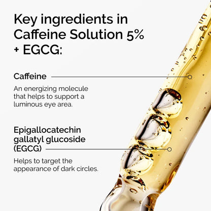 Caffeine Solution 5% + EGCG is a powerful, water-based serum designed to tackle dark circles and puffiness, enhancing under-eye brightness. Available at Maulux in Mauritius.